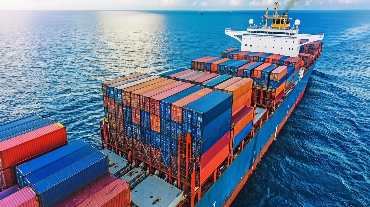 Navio porta-contêineres em operação internacional da WBC Trade